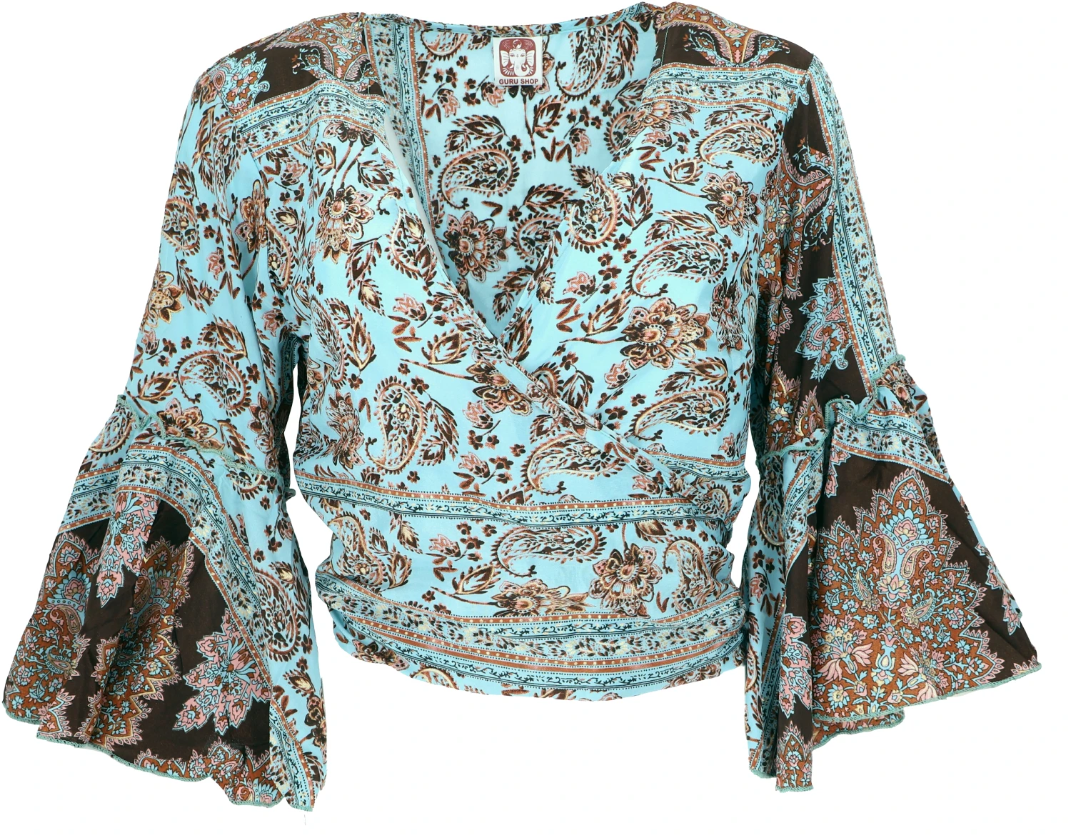 Kurztop, Boho Blusentop, Wickeltop, Wickelbluse - Aqua 3 Kurztop, Boho Blusentop, Wickeltop, Wickelbluse - Aqua