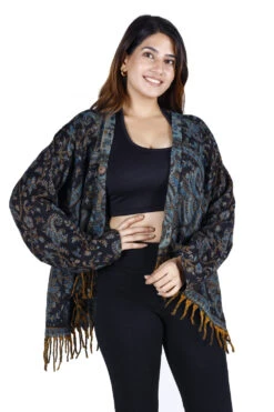 Bolero Jacke, Legeres Boho Jäckchen - Schwarz/blau -Modebekleidungsgeschäft 46400 3 th 202340559x1 ago0708