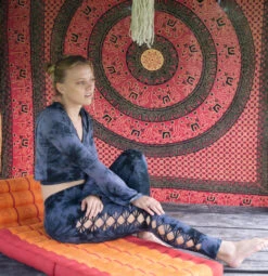 Psytrance Batik Goa Damen Leggings, Yoga Leggings - Grau -Modebekleidungsgeschäft 47067 123mode 22 91