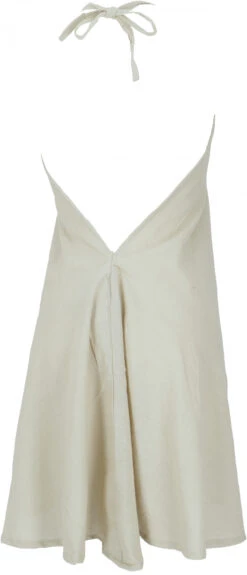 Boho Minikleid, Neckholder Kleid, Longtop - Leinenfarben -Modebekleidungsgeschäft 47140 3 21 22dev guru 2 278