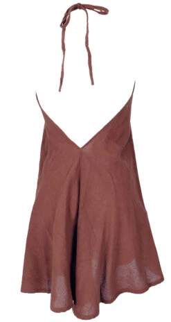 Boho Minikleid, Neckholder Kleid, Longtop - Rostbraun -Modebekleidungsgeschäft 47141 08 20 0910dev guru 2 153