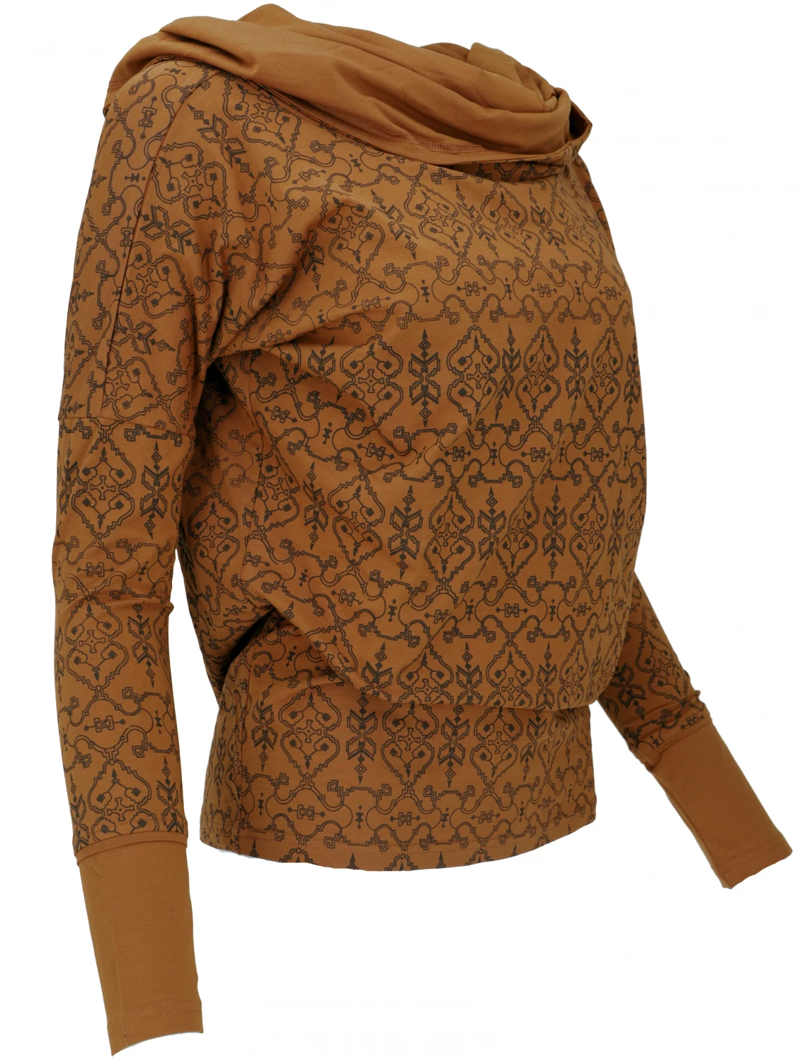 Lockeres Longshirt Aus Bio-Baumwolle, Boho Shirt Schalkapuze - Caramel/taupe 4 Lockeres Longshirt Aus Bio-Baumwolle, Boho Shirt Schalkapuze - Caramel/taupe – Bild 2
