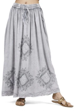 Bestickter Boho Hippierock, Indischer Maxirock - Grau/Design 9 -Modebekleidungsgeschäft 47534 h 22 ago1484