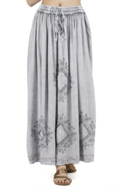 Bestickter Boho Hippierock, Indischer Maxirock - Grau/Design 9 -Modebekleidungsgeschäft 47534 h 22 ago1490