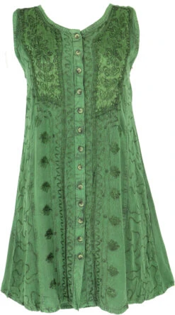 Besticktes Indisches Boho Minikleidleid Hippie Chic - Grün