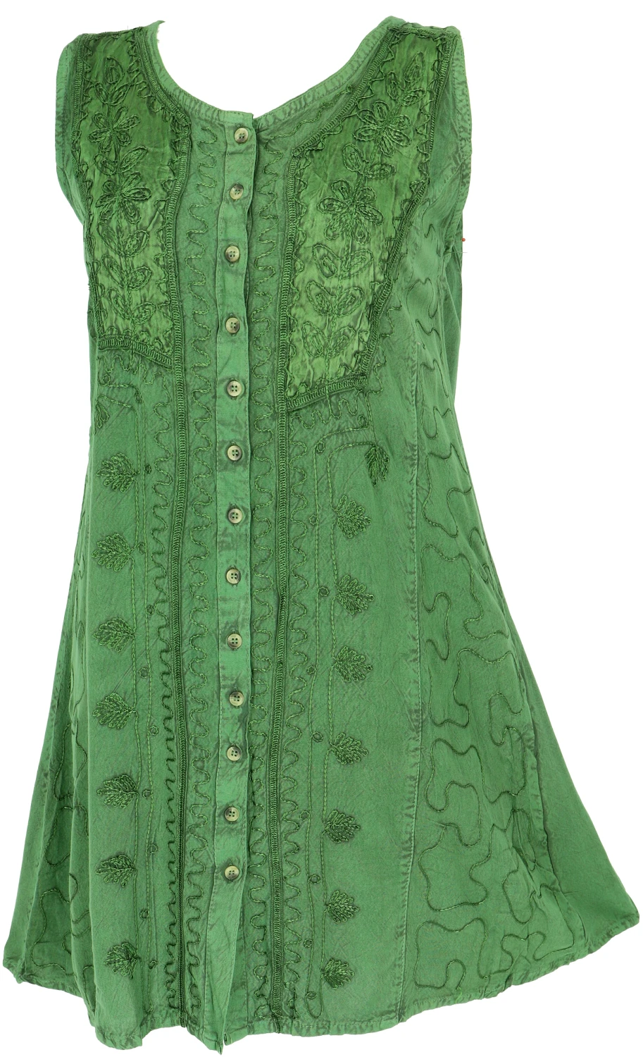 Besticktes Indisches Boho Minikleidleid Hippie Chic - Grün 4 Besticktes Indisches Boho Minikleidleid Hippie Chic - Grün – Bild 2