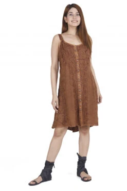 Besticktes Indisches Minikleid Boho Chic, Hippie Tunika - Braun/Design 10 -Modebekleidungsgeschäft 47590 11 21 ago0470