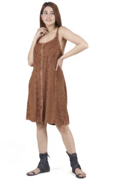 Besticktes Indisches Minikleid Boho Chic, Hippie Tunika - Braun/Design 10 -Modebekleidungsgeschäft 47590 11 21 ago0481
