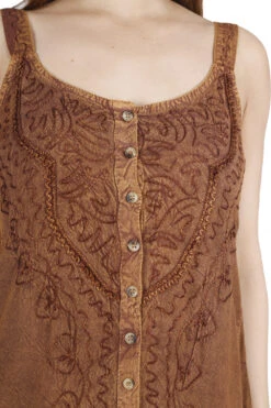 Besticktes Indisches Minikleid Boho Chic, Hippie Tunika - Braun/Design 10 -Modebekleidungsgeschäft 47590 11 21 ago0487