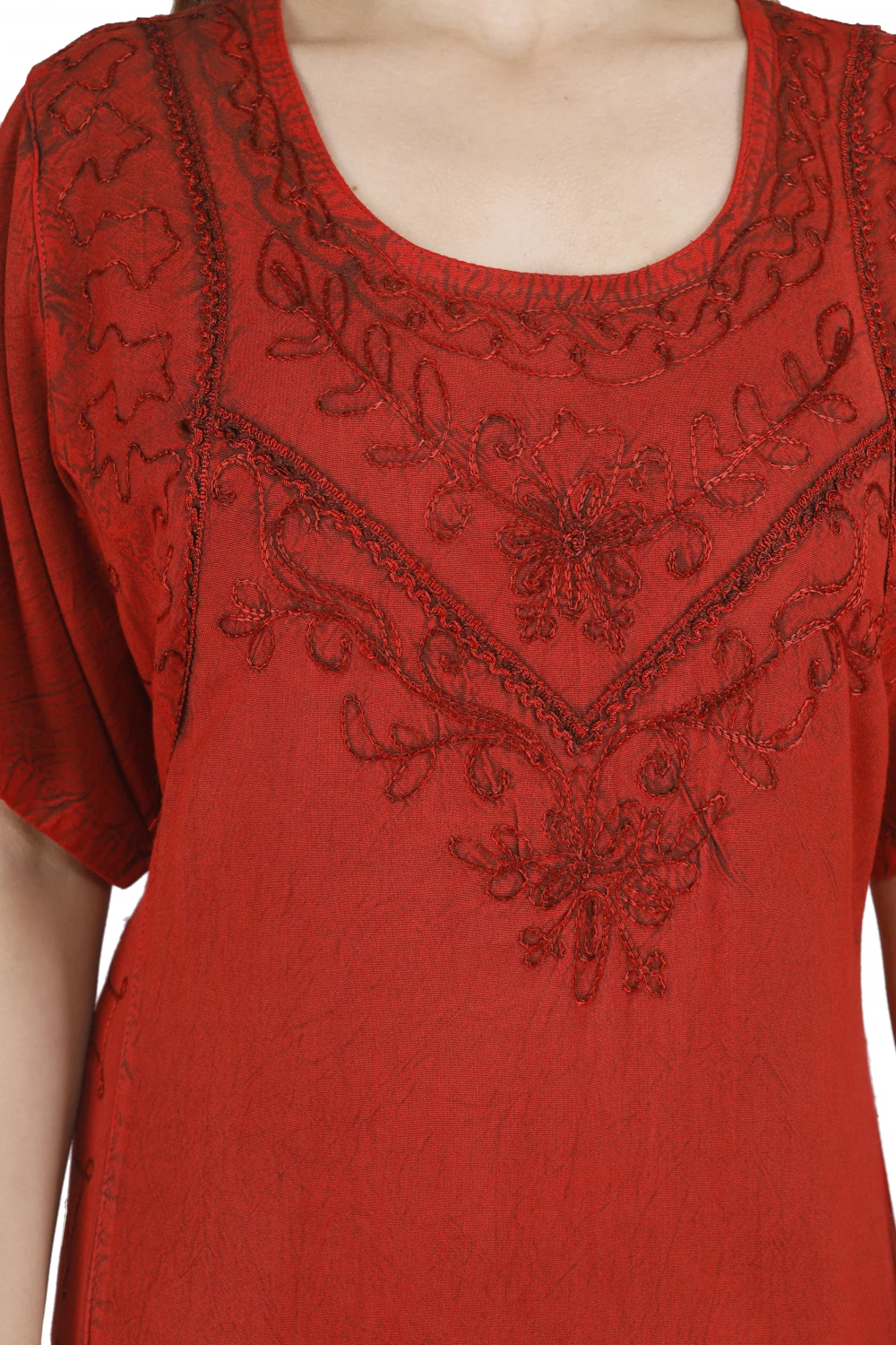 Besticktes Boho Sommerkleid, Indisches Hippie Kleid - Rot/Design 11 8 Besticktes Boho Sommerkleid, Indisches Hippie Kleid - Rot/Design 11 – Bild 6