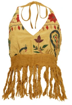 Goa Top, Psytrance, Bandeau Top, Rückenfreies Fransentop - Sienna