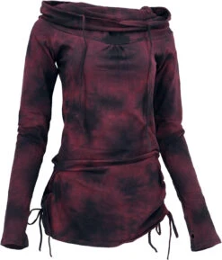 Longshirt, Minikleid Mit Weiter Schalkapuze - Bordeaux/Batik