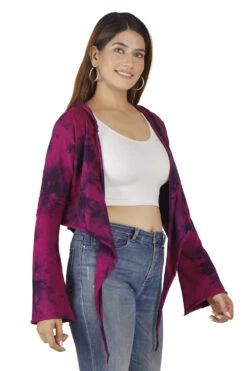 Wickeltop, Yogatop, Langarmshirt Mit Trompetenärmeln - Batik/pink -Modebekleidungsgeschäft 47768 3 29 20234055 ago0196