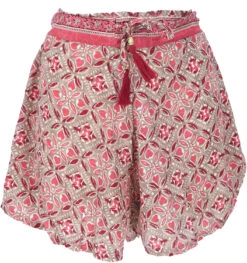 Leichte Pantys, Seidig Glänzende Print Shorts - Beige/bordeauxrot