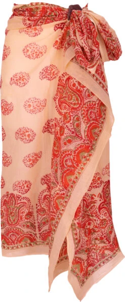 Leichter Pareo, Sarong, Handbedrucktes Baumwolltuch - Farb Kombination 38 - 175x110 Cm -Modebekleidungsgeschäft 49215 02 21 desert garments duenne tuecher 2626
