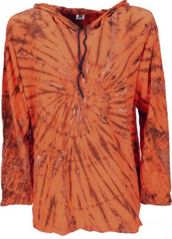 Batik Shirt, Goa Tie Dye Langarmshirt - Orange