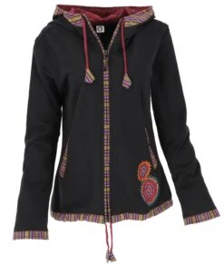 Nepal Ethno Jacke, Bestickte Boho Jacke - Schwarz/rot -Modebekleidungsgeschäft 49eb781d6eceaf6157c9521bb4392a74