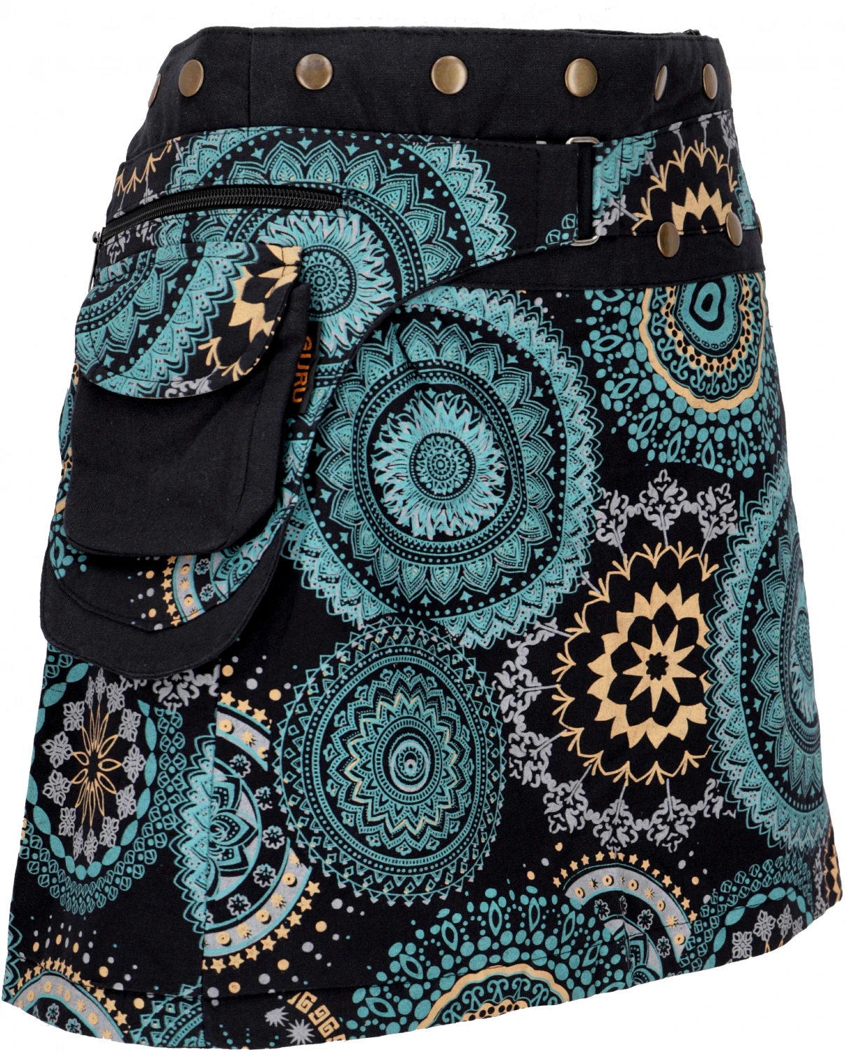 Wickelrock, Cacheur, Minirock Mit Kleiner Tasche - Türkis/bunt 5 Wickelrock, Cacheur, Minirock Mit Kleiner Tasche - Türkis/bunt – Bild 3