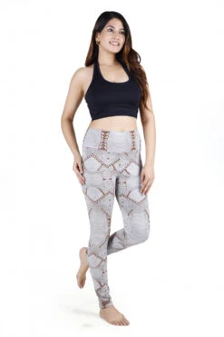 Psytrance Yoga-Hose, Bedruckte Goa Leggings - Braun -Modebekleidungsgeschäft 50325 3 th 202340559x1 ago0809