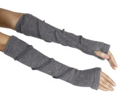 Baumwoll-Feinstrick Handstulpen, Pulswärmer Mit Overlock - Grau -Modebekleidungsgeschäft 50335 h 22 ago1718