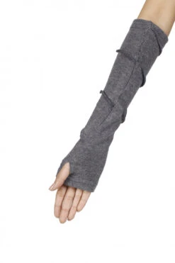 Baumwoll-Feinstrick Handstulpen, Pulswärmer Mit Overlock - Grau -Modebekleidungsgeschäft 50335 h 22 ago1720