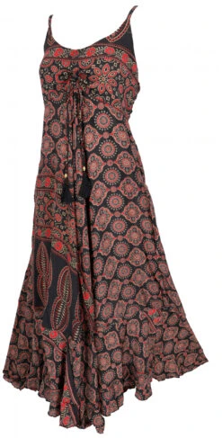 Seidiges Maxikleid, Boho Sommerkleid - Schwarz/rot -Modebekleidungsgeschäft 50391 3 29 20234055kleider kashi 2022 51