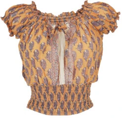 Blusentop Boho Chic, Hippie Bluse Aus Baumwolle - Kurkuma