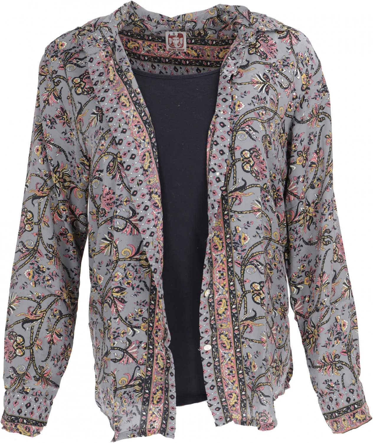 Leichte Boho Bluse, Sommerbluse, Damen Hemdbluse - Taubenblau 4 Leichte Boho Bluse, Sommerbluse, Damen Hemdbluse - Taubenblau – Bild 2