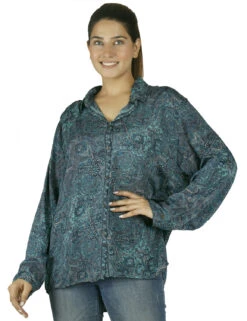 Leichte Boho Bluse, Sommerbluse, Damen Hemdbluse - Rauchblau -Modebekleidungsgeschäft 50416 3 29 2023405550416 3 29 20234055 ago0641