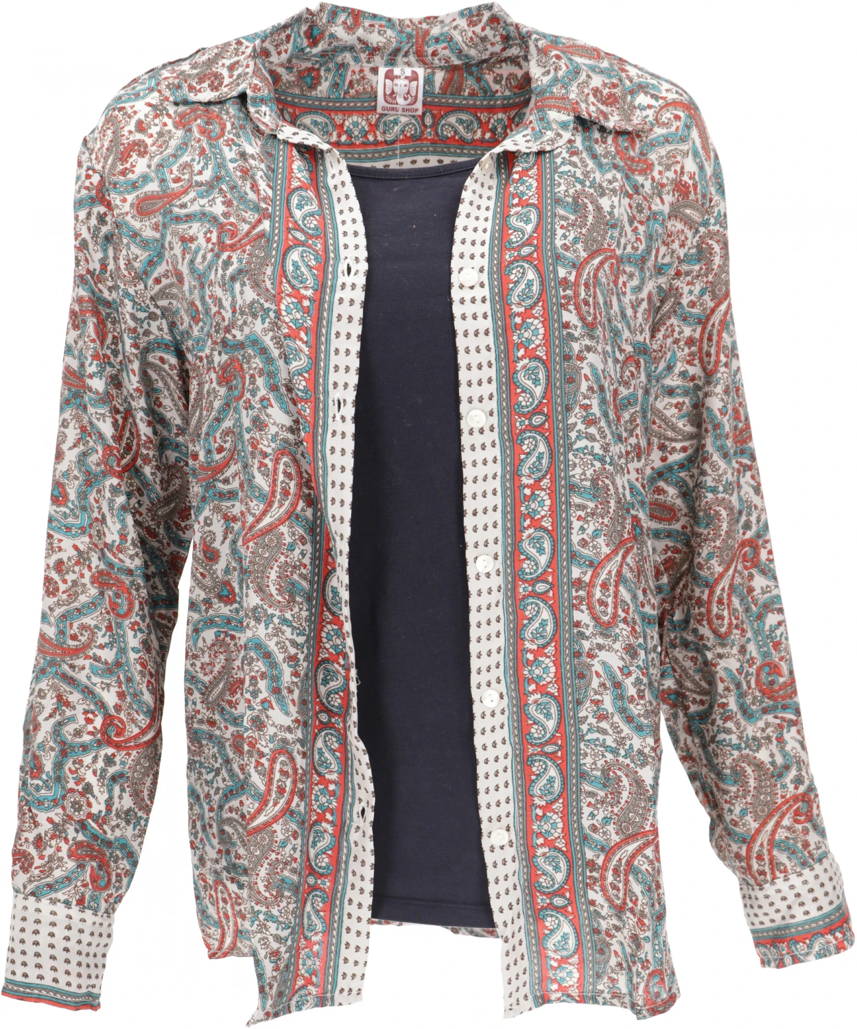 Leichte Boho Bluse, Sommerbluse, Damen Hemdbluse - Weiß/blau 6 Leichte Boho Bluse, Sommerbluse, Damen Hemdbluse - Weiß/blau – Bild 4