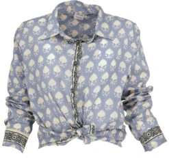 Leichtes Unisex Boho Baumwollhemd, Hemdbluse - Taubenblau -Modebekleidungsgeschäft 50418 3 29 20234055kashi 2022 29