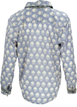 Leichtes Unisex Boho Baumwollhemd, Hemdbluse - Taubenblau -Modebekleidungsgeschäft 50418 3 29 20234055kashi 2022 30