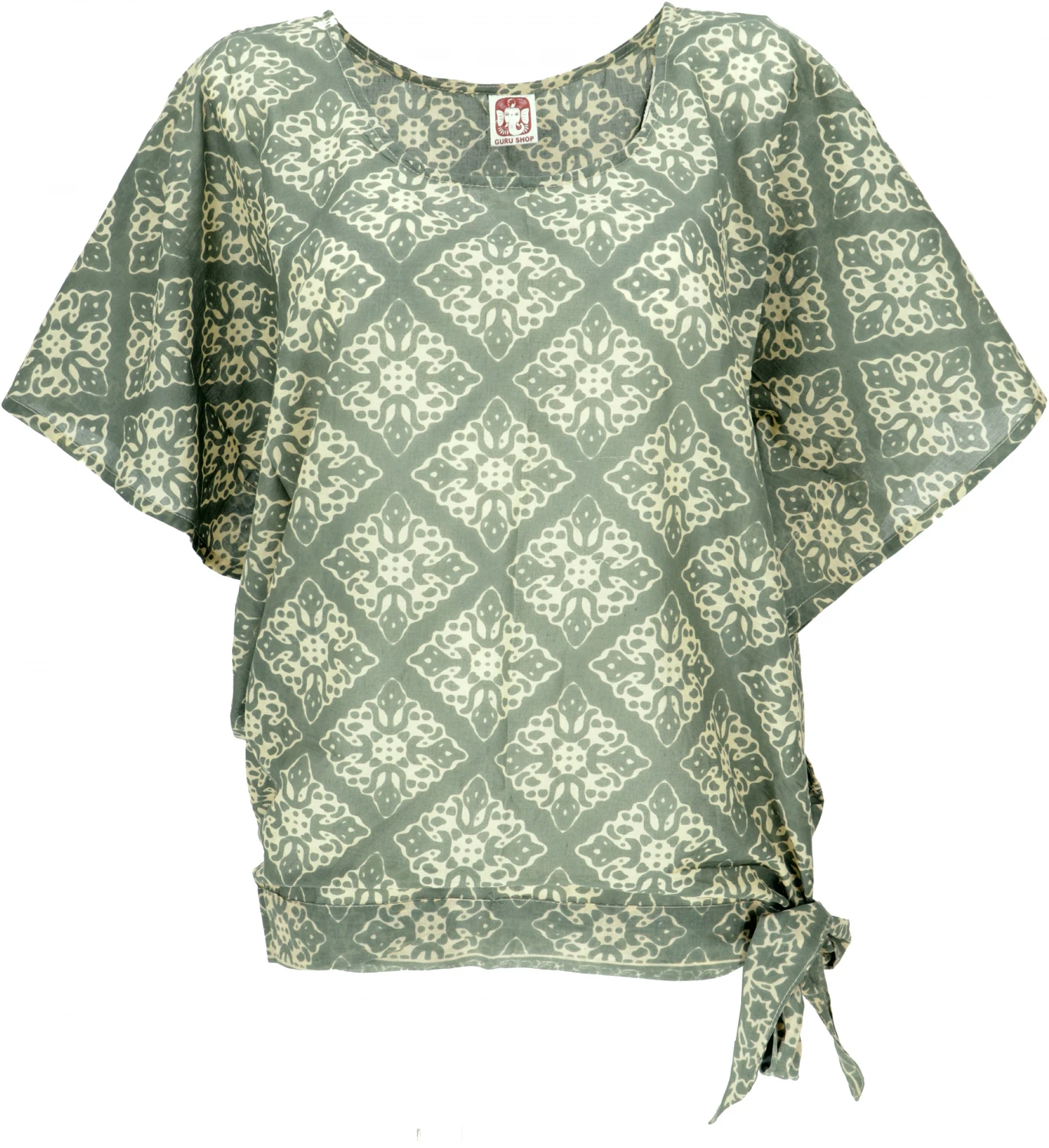 Lockere Sommerbluse, Luftige Baumwollbluse, Boho Bluse - Helles Olivgrün 3 Lockere Sommerbluse, Luftige Baumwollbluse, Boho Bluse - Helles Olivgrün