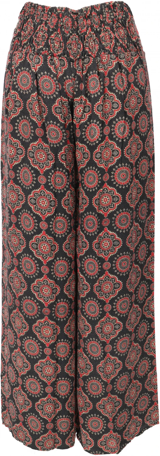 Palazzohose, Weite Offene Boho Sommerhose - Schwarz/rot 4 Palazzohose, Weite Offene Boho Sommerhose - Schwarz/rot – Bild 2