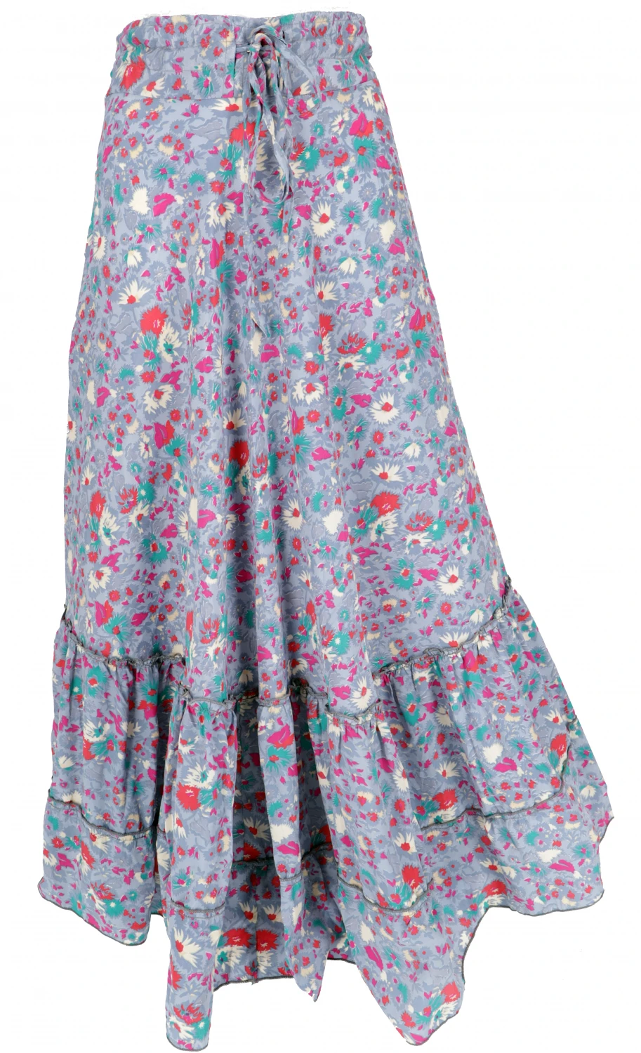 Boho Maxirock, Leichter Langer Sommerrock - Taubenblau/pink 5 Boho Maxirock, Leichter Langer Sommerrock - Taubenblau/pink – Bild 3