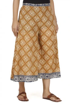 Knöchellange Palazzohose, Weite Boho Sommerhose, 7/8 Baumwoll Hosenrock - Hellbraun -Modebekleidungsgeschäft 50467 h 22 ago0550