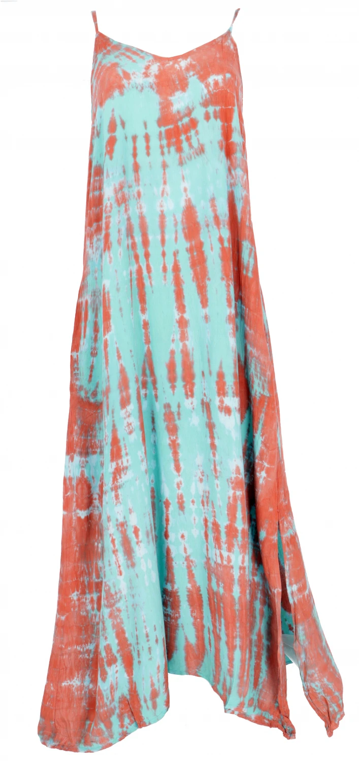 Batik Sommerkleid, Maxikleid, Strandkleid, Hippiekleid - Apricot/türkis 3 Batik Sommerkleid, Maxikleid, Strandkleid, Hippiekleid - Apricot/türkis