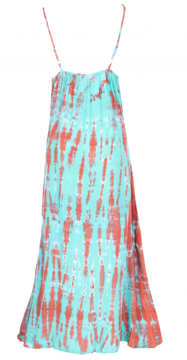 Batik Sommerkleid, Maxikleid, Strandkleid, Hippiekleid - Apricot/türkis 4 Batik Sommerkleid, Maxikleid, Strandkleid, Hippiekleid - Apricot/türkis – Bild 2