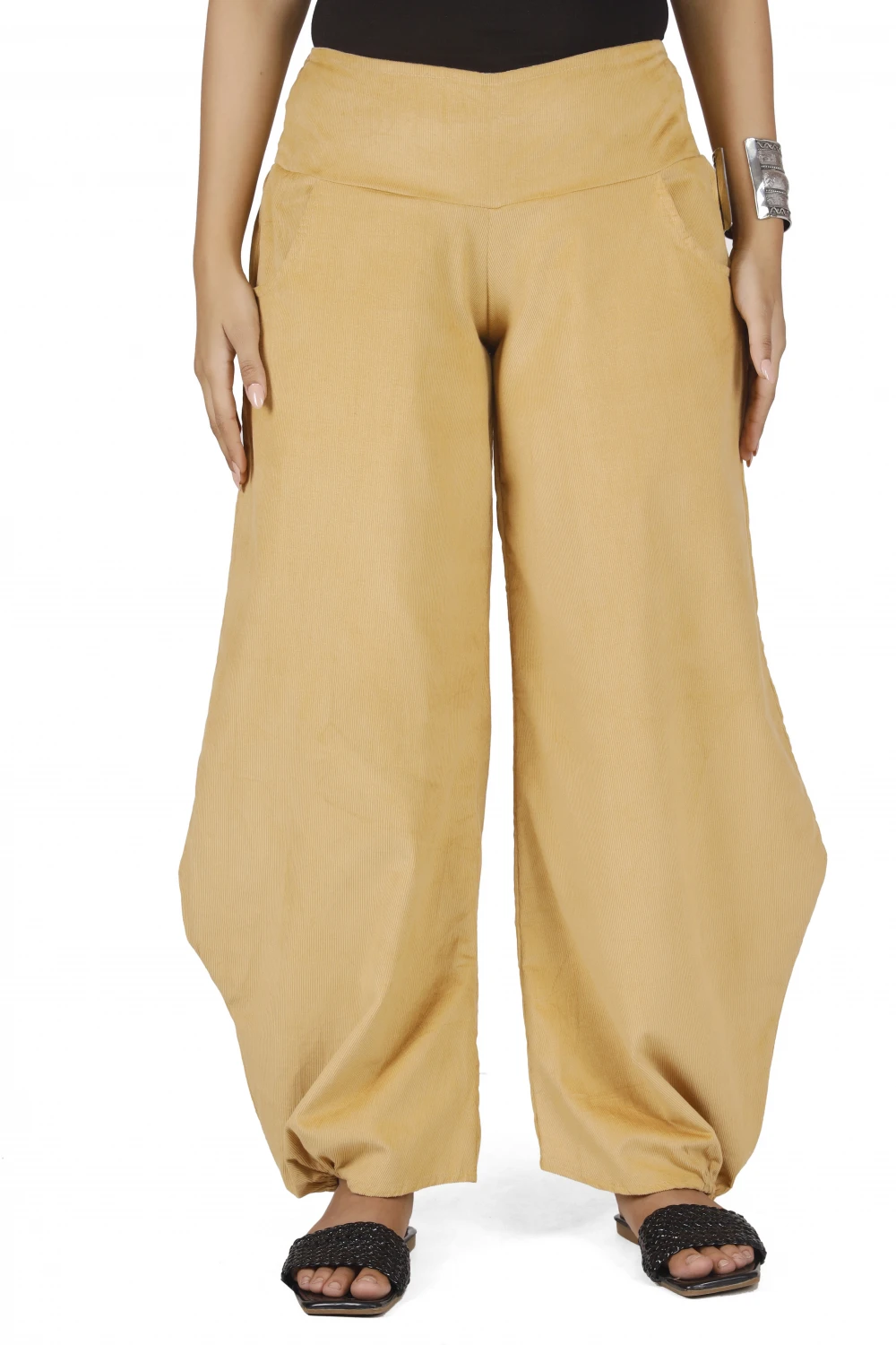 Weite Cord Pluderhose, Feincord Boho Hose - Mustard 3 Weite Cord Pluderhose, Feincord Boho Hose - Mustard