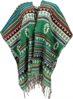 Inka Ponchoschal, Poncho, Cape Schal - Dunkelgrün