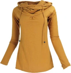 Hoody Boho Chic, Langarmshirt Mit Schalkragen - Kurkuma