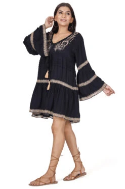Boho Krinkelbluse, Bestickte Hippie Tunika - Schwarz 12 Boho Krinkelbluse, Bestickte Hippie Tunika - Schwarz -Modebekleidungsgeschäft 50686 3 29 20234055 ago0988
