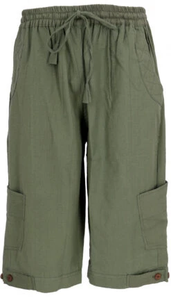 3/4 Yogahose, Goa Hose, Goa Shorts - Olive