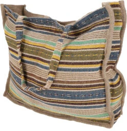 Handgefertigte Boho Shopper Tragetasche, Strandtasche, Einkaufstasche - Grün - 40x55x25 Cm