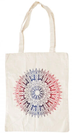 Mandala Tragetasche Aus Baumwolle, Nachhaltige Tasche Mit Handgefertigtem Druck - Modell 1 - 70x35 Cm