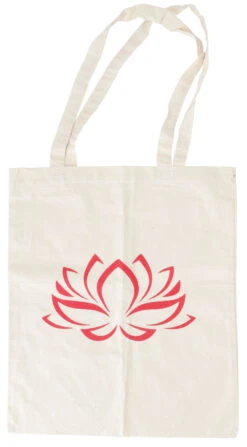 Lotus Tragetasche Aus Baumwolle, Nachhaltige Tasche Mit Handgefertigtem Druck - Modell 1 - 70x35 Cm
