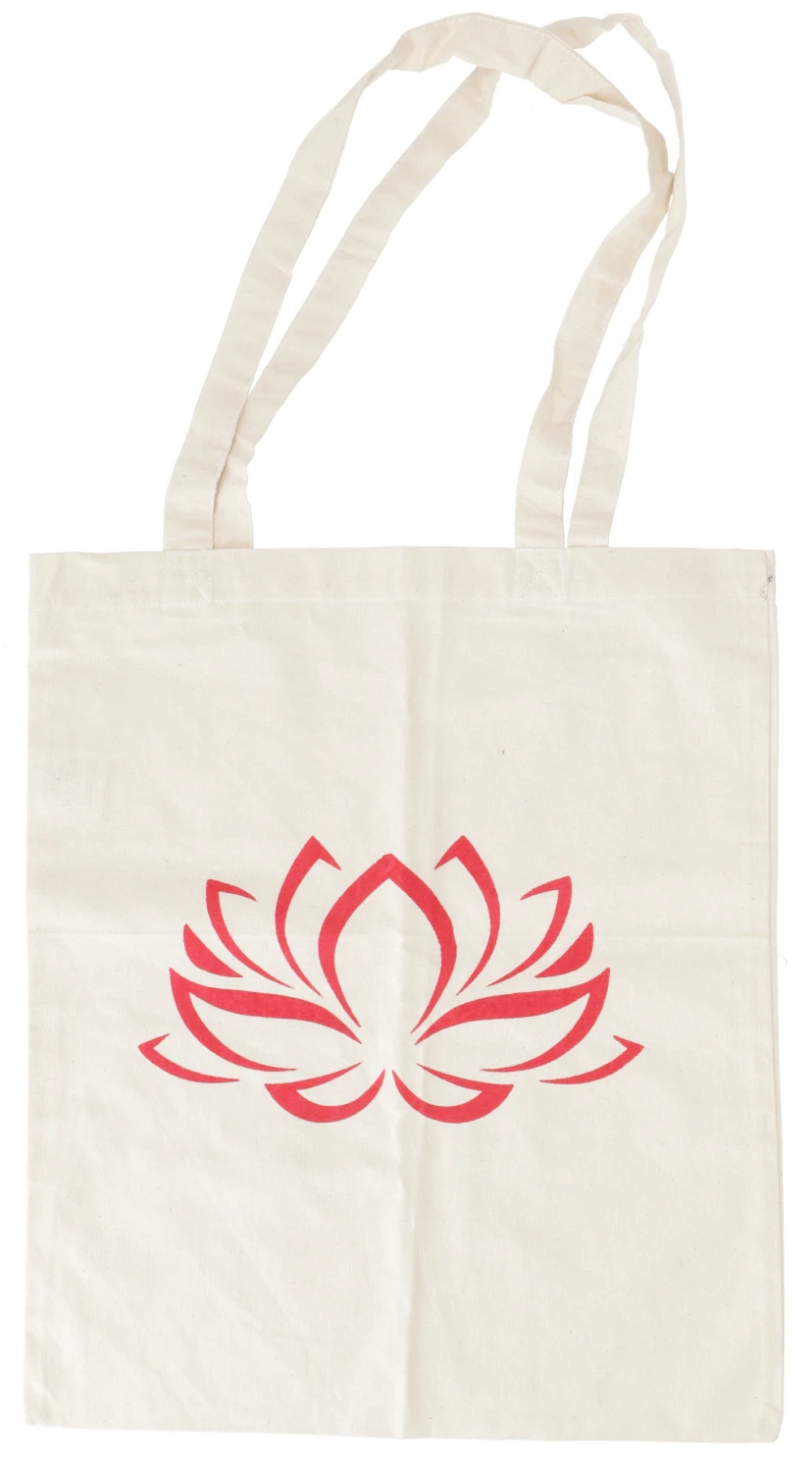 Lotus Tragetasche Aus Baumwolle, Nachhaltige Tasche Mit Handgefertigtem Druck - Modell 1 - 70x35 Cm 3 Lotus Tragetasche Aus Baumwolle, Nachhaltige Tasche Mit Handgefertigtem Druck - Modell 1 - 70x35 Cm