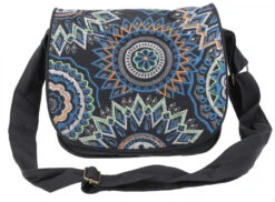 Schultertasche Aus Nepal, Bestickte Mandala Tasche - Schwarz - 23x26x12 Cm