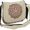 Schultertasche Aus Nepal Mit "Flower Of Life" Druck, Boho Tasche - Naturweiß/braun - 20x24x5 Cm -Modebekleidungsgeschäft 51309 11 2133 1359taschen nepal 2022 192