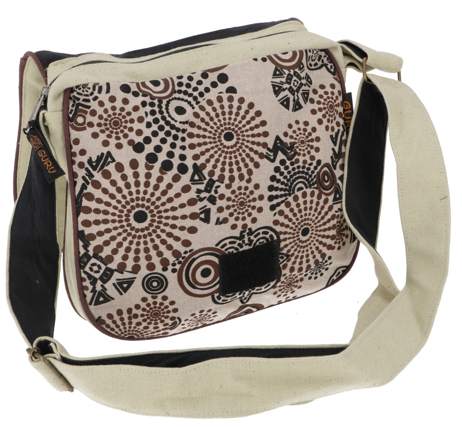 Schultertasche Aus Nepal Mit "Flower Of Life" Druck, Boho Tasche - Naturweiß/braun - 20x24x5 Cm 5 Schultertasche Aus Nepal Mit "Flower Of Life" Druck, Boho Tasche - Naturweiß/braun - 20x24x5 Cm – Bild 3